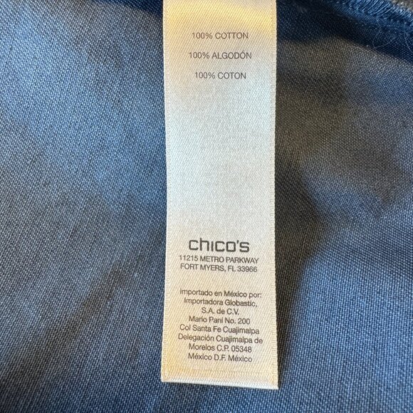 Chicos Novelty Foiled Pattern Jacket Size 4 Small White Blue Ombre Dip Dye - Picture 10 of 11